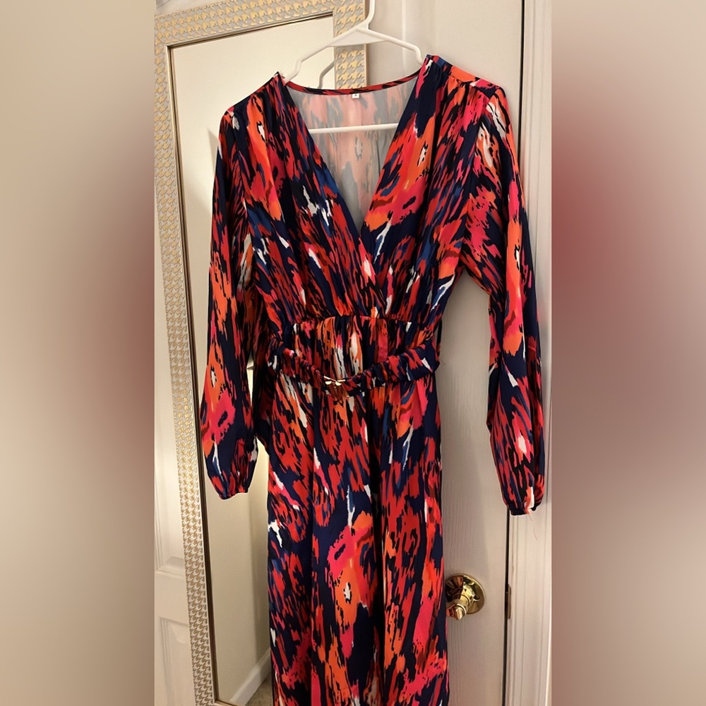 Floral Maxi V neck High slit Dress